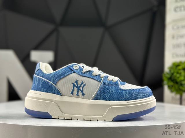 Mlb 纽约洋基队 Chunky Liner Embo Monogram 印刻老花 时尚舒适 休闲运动 防滑耐磨** 低帮 板鞋 货号:3Asxm016N 尺码