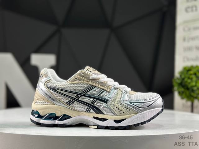 亚瑟士Asics Gel Kayano 14 系列轻量缓震休闲运动跑步鞋 货号：1201A019-100 采用环保太空合成革配合透气网眼布鞋面材质 中底3D可视
