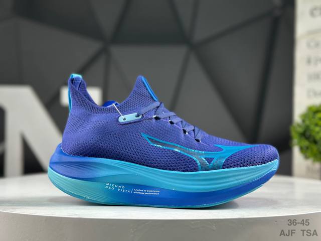 Mizuno Running Mizuno Neo Vista 美津浓 舒适百搭减震耐磨 低帮马拉松跑步鞋 美津浓Wave机械缓震，可以说是机械缓震跑鞋科技的翘