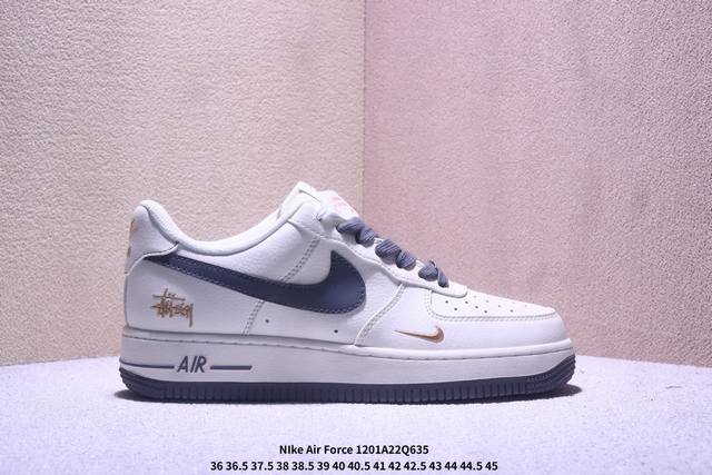 海外限量发售！公司级Nike Air Force 1 '07 Low “斯图西联名--米深灰金标”空军一号 低帮 运动鞋 休闲鞋 折边针车 工艺难度大 原楦头原