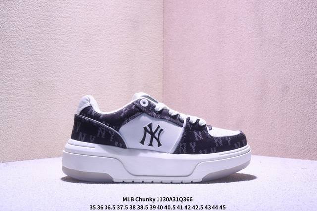 Ny Mlb Chunky Liner pocket Monogram 纽约洋基队 增高厚底休闲跑鞋 3Asxm016N G 尺码：35-45 Xm1130Q3