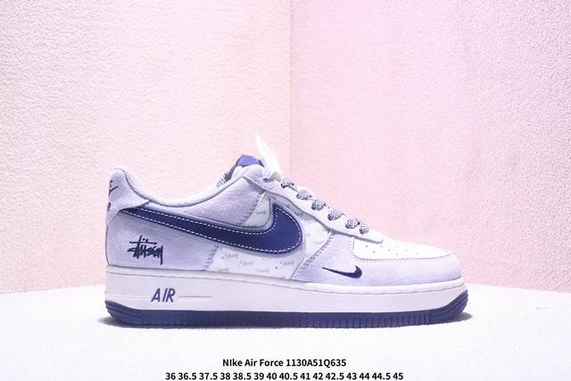海外限量发售！公司级Nike Air Force 1 '07 Low “斯图西联名--全黑底”空军一号 低帮 运动鞋 休闲鞋 折边针车 工艺难度大 原楦头原纸板
