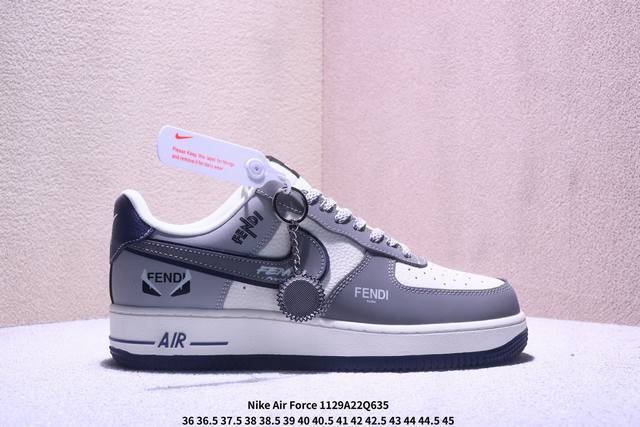 海外爆款限量发售！公司级Nike Air Force 1 '07 Low “芬迪联名 创意米灰黑”空军一号 高端定制 低帮 运动鞋 休闲鞋 折边针车 工艺难度大