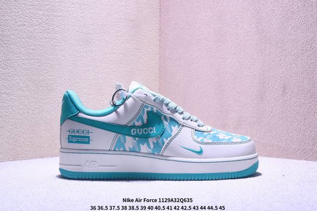 海外限量发售！公司级Nike Air Force 1 '07 Low “古驰联名 薄荷绿”空军一号 低帮 运动鞋 休闲鞋 折边针车 工艺难度大 原楦头原纸板 原