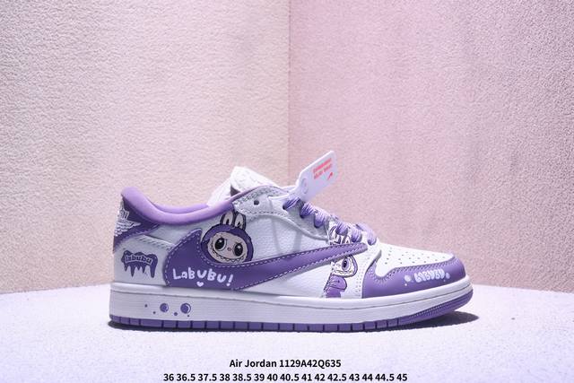 Travis Scott X Fragment Design X Jordan Air Jordan 1 Low Og Sp “白紫拉布布” 多方联名合作融合了