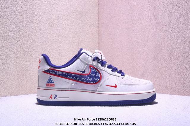 海外限量发售！公司级Nike Air Force 1 '07 Low “Sup联名--白红蓝三小勾” 空军一号低帮 运动鞋 休闲鞋 折边针车 工艺难度大 原楦头