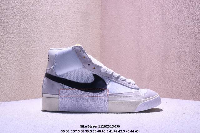 Nike Blazer Mid pro Club 经典百搭中帮开拓者休闲运动板鞋 真硫化铝楦制作 原厂布料拼接 独家裁片完美鞋型 台湾进口软感荔枝头层皮 原盒真