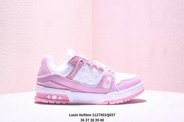 路易威登 Louis Vuitton Lv路易威登板鞋 Lv篮球鞋风格运动鞋 该鞋由艺术总监 Virgil Abloh设计 垫脚聚米微料加透气英伦网布 细节原版