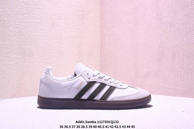 Addis Original Samba Og 复古单品 复古桑巴板鞋 这款桑巴鞋展示了高质量的工艺 带有装饰的超锁缝制和无缝的手感 柔软、柔软的皮革造型和标志