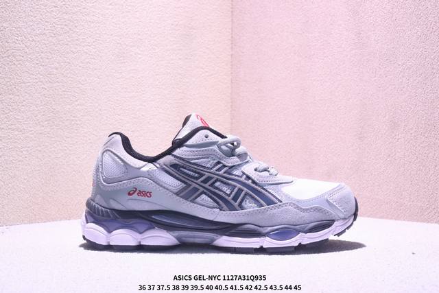真标Asics Gel-Nyc 亚瑟士 透气网眼鞋面 配合部分合成革材质 采用全新Ahar+橡胶材质 更加耐磨 货号:1203A571-100 尺码:36 37
