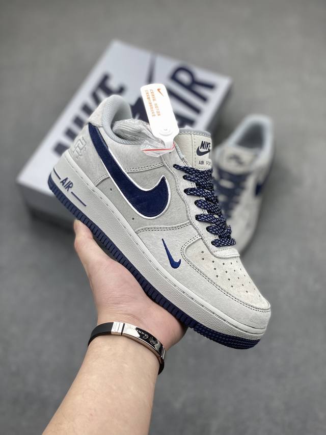 秋冬全新卫冕系列 公司级 Nike Air Force 1 '07 Low 麂皮深蓝卫冕冠军 小勾满天星空军一号中帮运动休闲板鞋 3M反光进口麂皮 原装鞋盒原楦