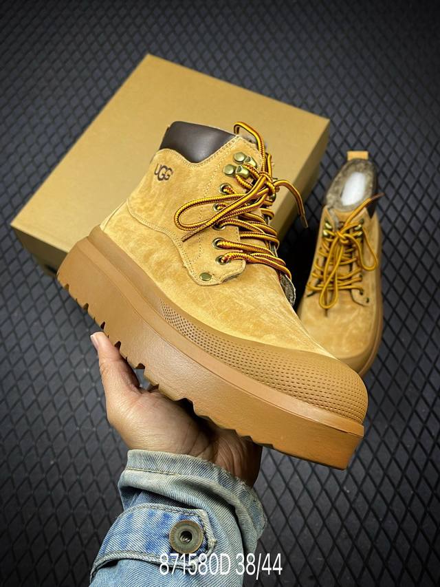 D 新货#美国Ugg秋冬新品 毛绒一体内里保暖锁热 秋冬必备 户外男士高帮休闲马丁靴雪地靴系列 广东大厂品质 秋冬新款 时尚潮流搭配 面料釆用意大利进口磨砂牛皮