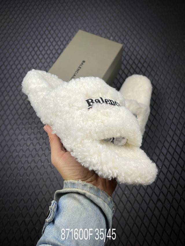 F纯原 Balenciaga 巴黎世家 Furry 毛毛拖鞋 全鞋全真羊卷毛区别市场任何版本 原版购入开发，一比一做货 Balenciaga 整体鞋型汲取了Ba