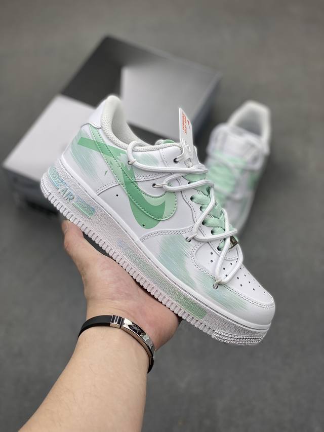 工厂p套现 福利特价 原本地 版本 官方爆款定制 二次元主题 Nike Air Force 1 Low’07 断勾喷绘 空军一号绑带低帮休闲板鞋 定制皮料 原厂