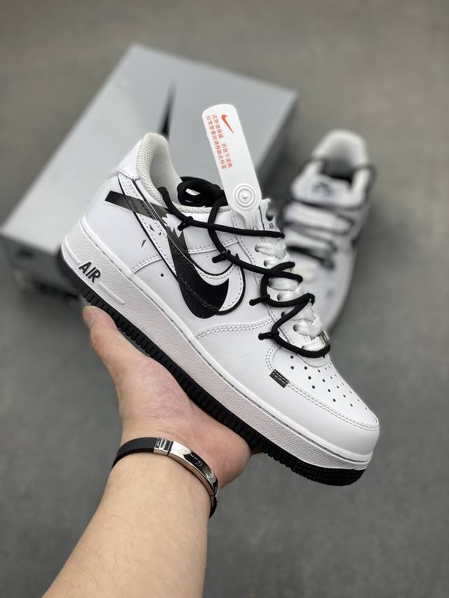 工厂p套现 福利特价 原本地 版本 官方爆款定制 二次元主题 Nike Air Force 1 Low’07 断勾喷绘 空军一号绑带低帮休闲板鞋 定制皮料 原厂