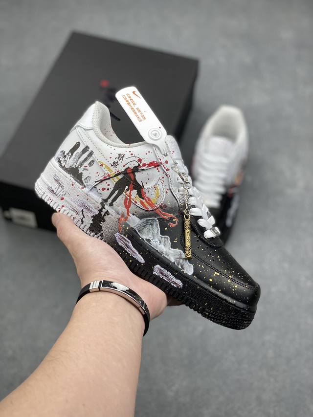 工厂p套现 福利特价 原本地 版本 官方爆款定制 二次元主题 Nike Air Force 1 Low’07 黑神话悟空 喷绘 礼盒装 空军一号绑带低帮休闲板鞋