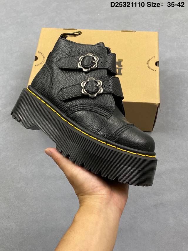 真标Dr1461Quad杨幂同款厚底马丁鞋小皮鞋英伦风学院风Bex真皮单鞋男女 以经典1461单鞋为原型 流畅简约的裁剪线条 配合可以拉长腿部线条的厚底设计 融