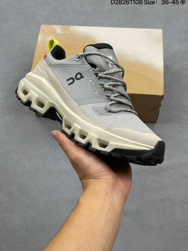 On昂跑 X Loewe罗意威 Cloudventure 2.0 涤纶织物人造革Tpu 圆头系带 低帮 生活休闲鞋男款 货号：L929282X35-7840 尺