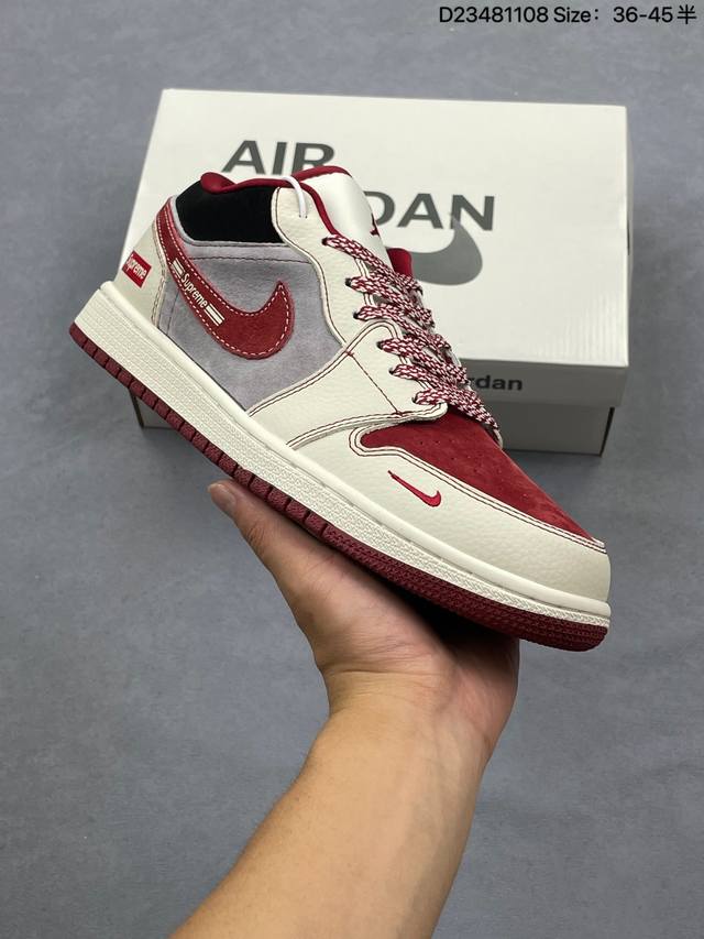 Nike Air Jordan 1 Low 定制配色 古驰联名 定制Aj1联名-高端定制 低帮复古文化板鞋 #定制鞋盒 大厂纯原品质出货 超高清洁度 皮料切割干
