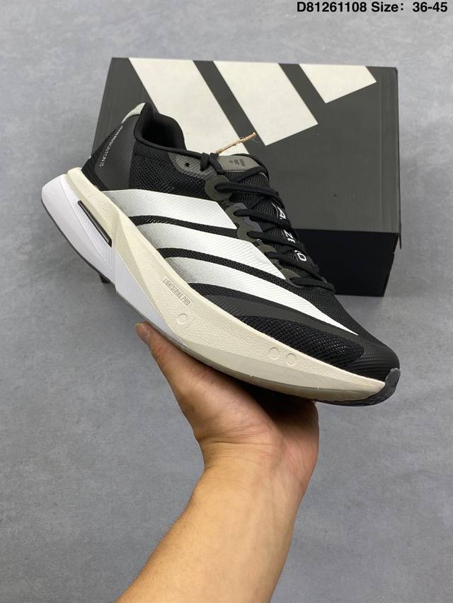 公司级Adidas Adizero Boston 13 阿迪达斯 透气网眼竞速跑鞋Boost 缓震底 运动鞋 后跟加厚 呵护脚后跟 立体保护软绵鞋口 轻松穿脱不