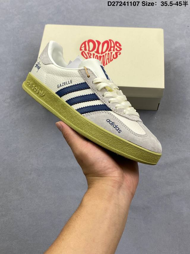 公司级Adidas Originals Gazelle Indoor ‘Diy‘定制 系列 阿迪达斯 三叶草绅士德训足球风百搭低帮休闲运动板鞋 原装头层材料 用