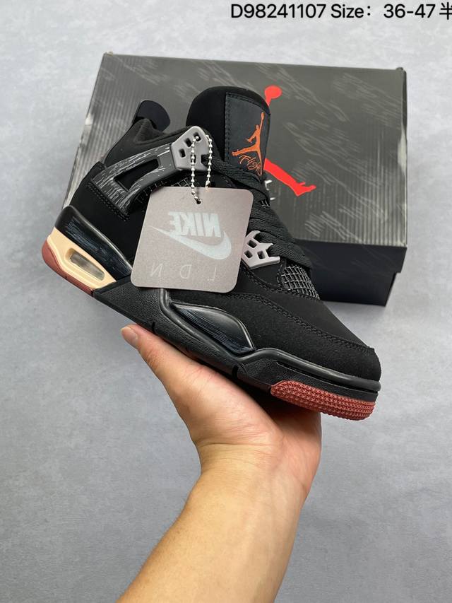 真标带半码 Air Jordan 4 Retro London 伦敦城市限定 黑红色 Aj4 乔丹4代 Aj4 乔4 黑色 男女同款 乔丹篮球鞋系列 Jorda