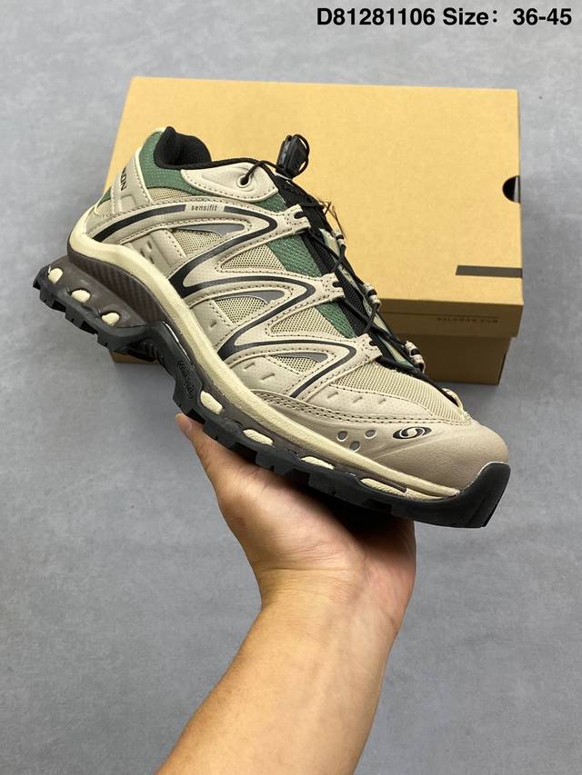 原楦原纸版开发，采用透气网布与防护皮革组合鞋面材质，牛角扣系带开合，外置4D先进科技以及Contagrip大底法国户外品牌-萨洛蒙 Salomon Xt-Que