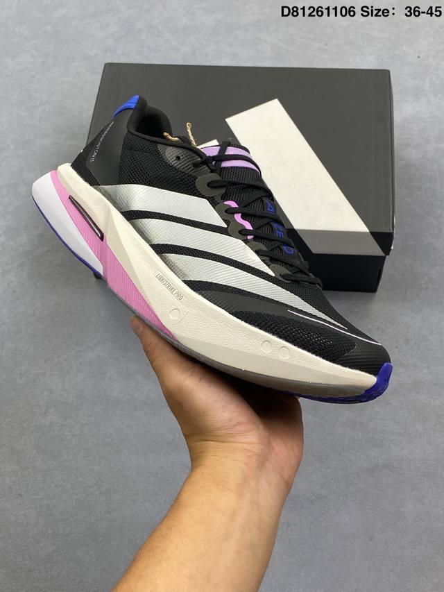 公司级Adidas Adizero Boston 13 阿迪达斯 透气网眼竞速跑鞋Boost 缓震底 运动鞋 后跟加厚 呵护脚后跟 立体保护软绵鞋口 轻松穿脱不