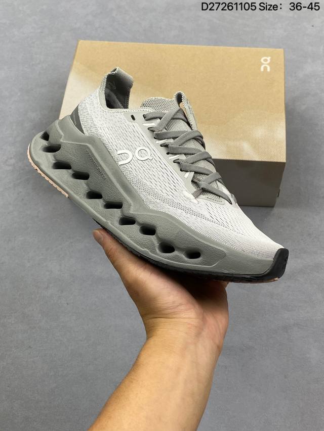 On昂跑 X Loewe罗意威 Cloudventure 2.0 涤纶织物人造革Tpu 圆头系带 低帮 生活休闲鞋男款 货号：L929282X35-7840 尺