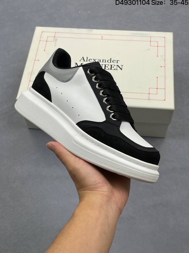 公司级意大利高奢品牌Alexander Mcqueen亚历山大 麦昆 Sole Leather Sneakers低帮时装厚底休闲运动小白鞋 尺码:如图 D493