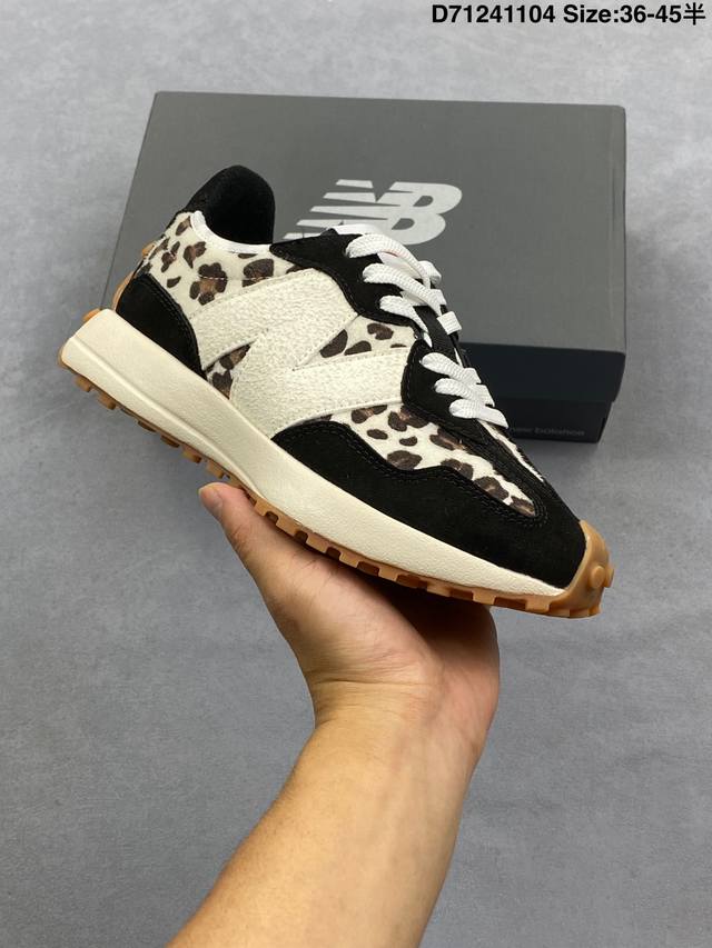 Nb新百伦New Balance Ms327系列复古休闲运动慢跑鞋“皮革米白灰海军绿生胶底” 货号：Ws327Lg1 尺码：36 37 37.5 38 38.5