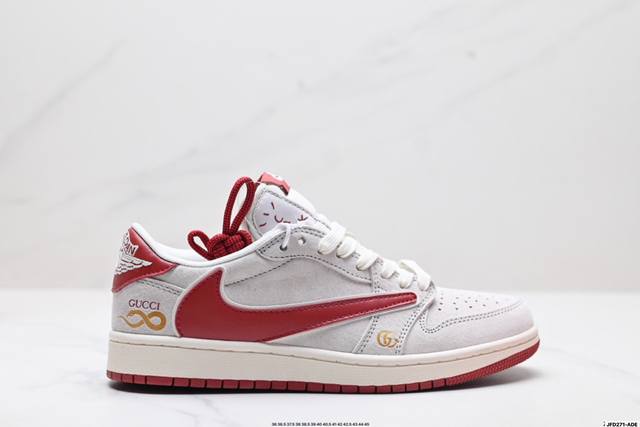公司级Nike Air Jordan 1 X Travis Scott Aj1倒勾 乔一倒钩 ‘Diy’定制 耐克 低帮文化篮球鞋 完美品质出货 细节如图所示