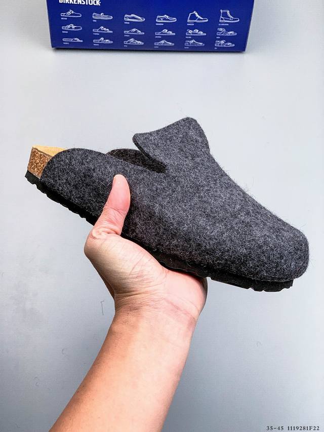 德国百年知名鞋履品牌 博肯Birkenstock 秋冬新款 勃肯半拖凉鞋系列包头拖鞋 广东原产#采用质地柔软牛皮革 中底搭载缓震软木橡胶 外置Eva轻量片装外底