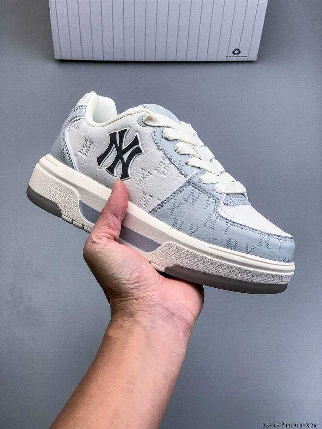 公司级！Mlb Chunky Liner 厚底休闲跑步鞋 Ny印花 牛皮材质运动鞋 1119101X26