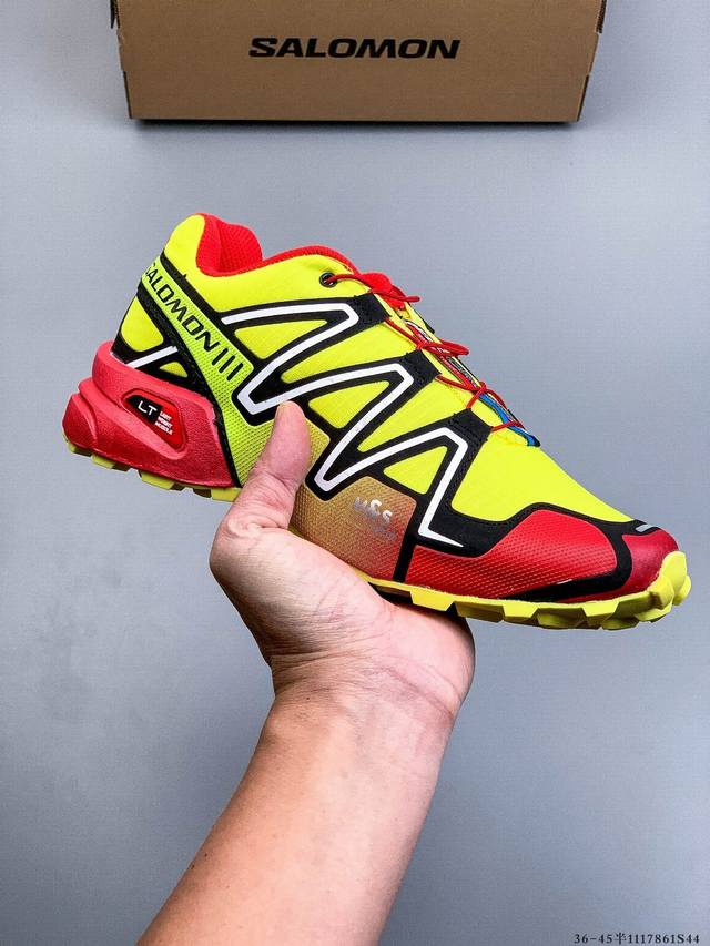 公司级Salomon萨洛蒙 Speedcross 3 简约舒适 防滑 低帮户外功能鞋 通过不同的几何纹路设计与不同密度的外底材质有机结合将抓地力与耐久性 充分发