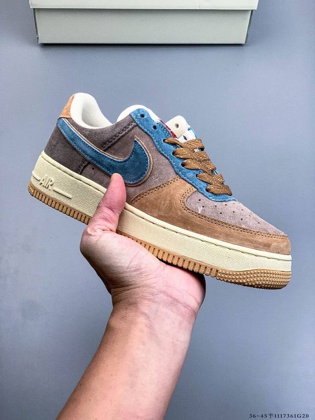 原楦数据纸版，采用硬质优质皮革鞋面材质，内置全掌Air Sole气垫。耐克 Nike Air Force 1 Low 空军一号低帮百搭休闲运动板鞋 111736