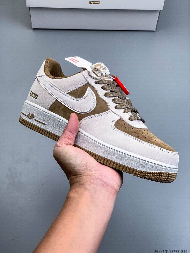 原楦数据纸版，采用硬质优质皮革鞋面材质，内置全掌Air Sole气垫。耐克 Nike Air Force 1 Low 空军一号低帮百搭休闲运动板鞋 111748