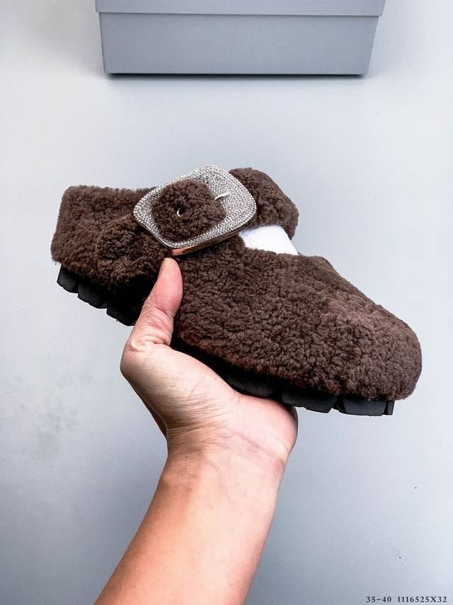 公司级Gg-Cc 洛克甜庄 法式甜美芭蕾百搭舒适时尚 保暖抓绒 毛毛包头拖鞋 暖绒羊羔毛 保暖轻巧 精奢温婉 软糯羊羔毛皮垫脚 细腻亲肤 倍感温暖 3.5厘米跟