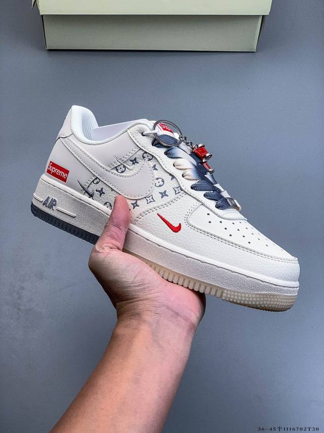 原楦数据纸版，采用硬质优质皮革鞋面材质，内置全掌Air Sole气垫。耐克 Nike Air Force 1 Low 空军一号低帮百搭休闲运动板鞋 111670