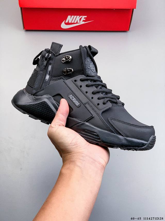 Nike Air Huarache City Mid Lea华莱士五代中帮拉链磨砂皮 全皮面料 运动休闲鞋 1114271D28