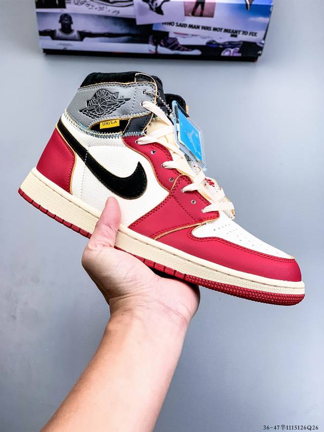 公司级头层！Air Jordan 1 乔1 高帮潮流缓震运动休闲板鞋 原装头层皮革 内置缓震气垫 原鞋开模 拒绝公底 原汁原味 忠于原版。 1115126Q26