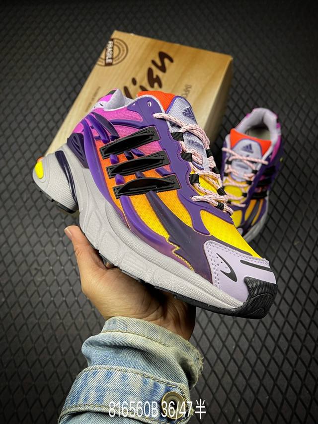 B 公司级Adidas Adistar Jellyfish 水母系列 阿迪达斯 时尚舒适 耐磨透气 低帮老爹鞋 以3D风格焕新演绎标志性三条纹 为造型添上点睛之