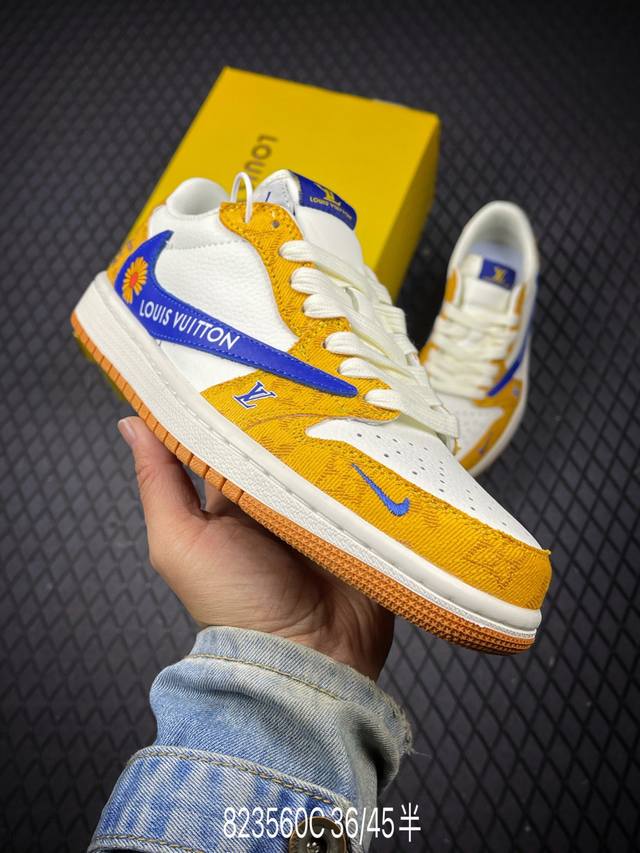 C 公司级Nike Air Jordan 1 X Travis Scott Aj1倒勾 乔一倒钩 ‘Diy’定制 耐克 低帮文化篮球鞋 完美品质出货 细节如图所