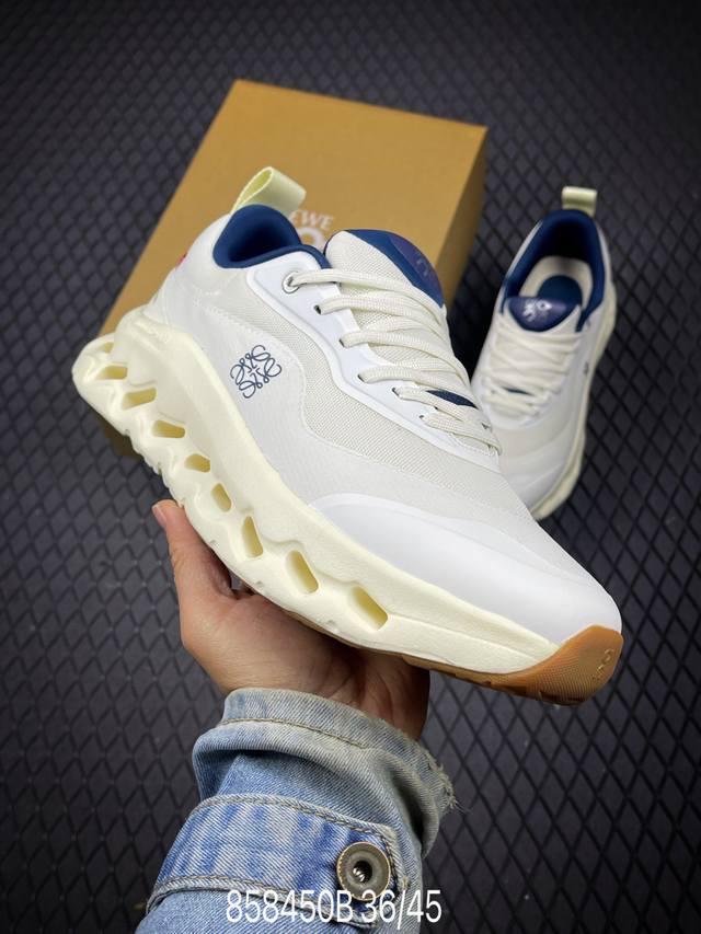 B On昂跑 Loewe 系列低帮轻量舒适多功能休闲运动鞋 采用工程飞织网布组合再生聚酯纤维鞋面材质搭载独家隐藏速度中板 镂空Cloudtec科技 泡棉缓震中底