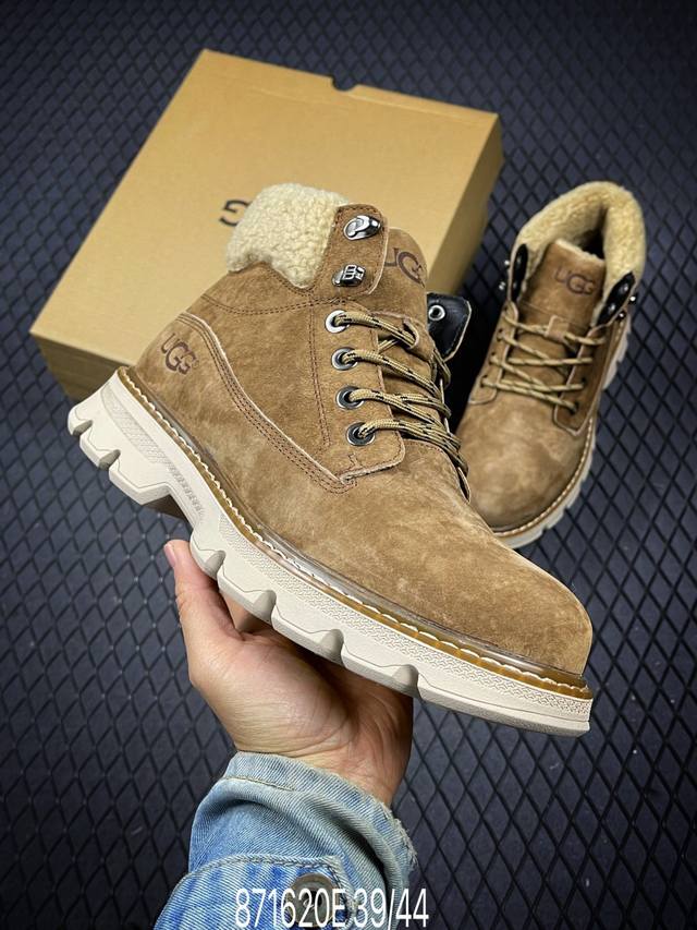 E 新货Ugg 秋冬新品 羊羔毛一体内里 保暖锁热 秋冬必备 户外中帮休闲马丁靴雪地靴系列 #广东大厂品质 秋冬新款 时尚潮流搭配 面料釆用意大利进口磨砂牛皮
