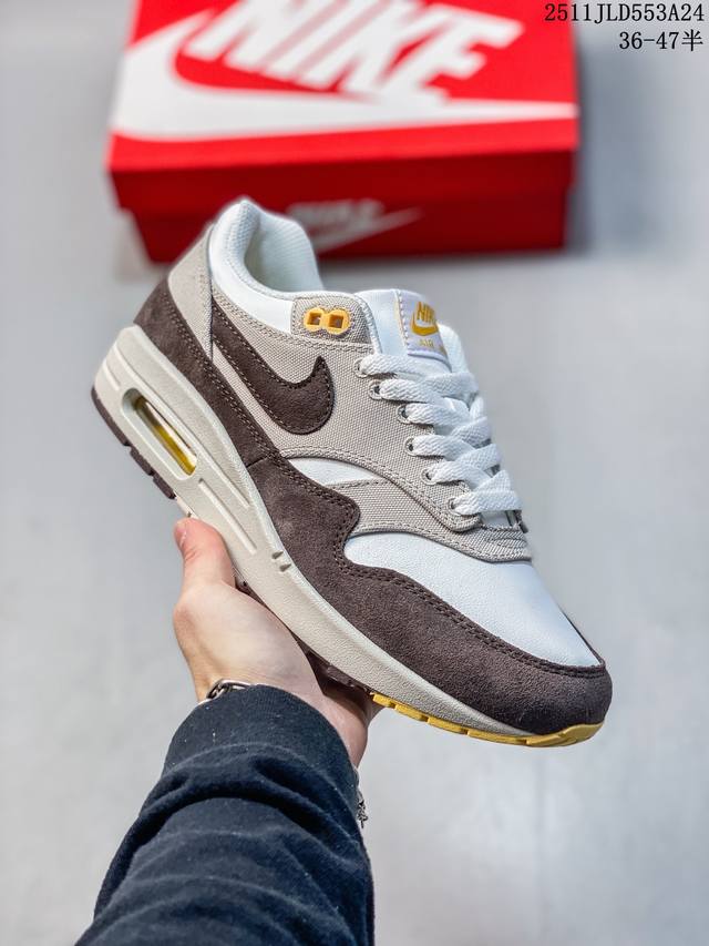 公司级 Nike Air Max 1 premium 时尚舒适耐磨透气支撑 低帮 休闲城市通勤跑步鞋 男女同款 米棕鞋身材质均选择皮革 织物 麂皮多种材质覆盖