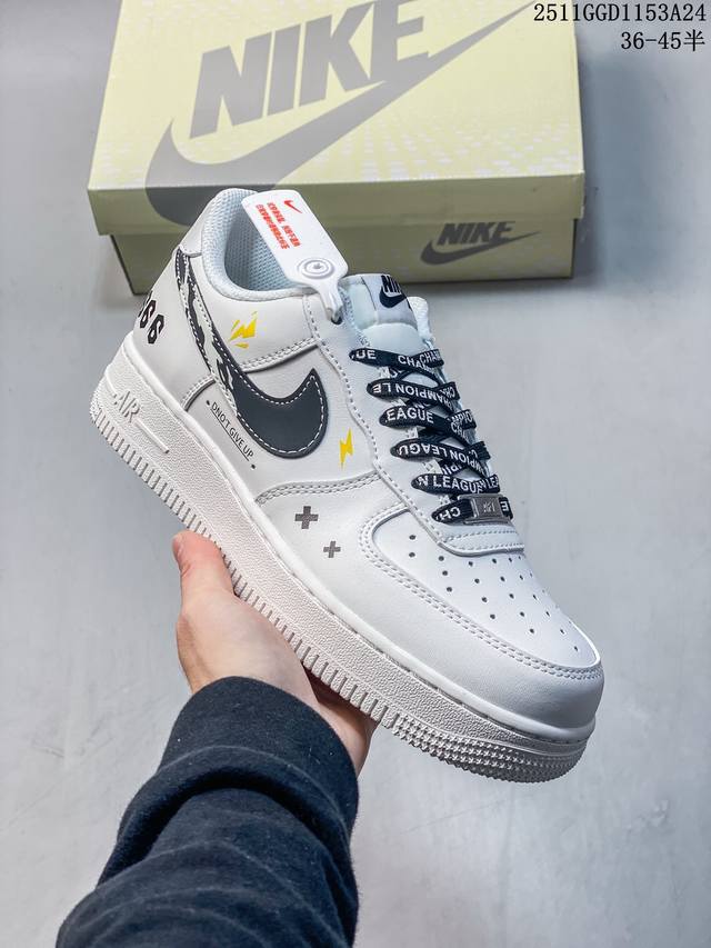 海外限量发售！公司级Nike Air Force 1 '07 Low “白黑条形码”空军一号 低帮 运动鞋 休闲鞋 折边针车 工艺难度大 原楦头原纸板 原装鞋盒