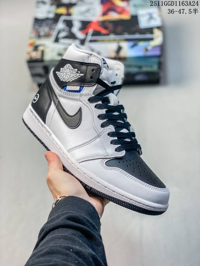 Union X Jordan Air Jordan 1 舒适耐用 防滑耐磨 高帮 复古篮球鞋 男女同款 黑白色 主货号:Ii7282-100 尺码36-47.5