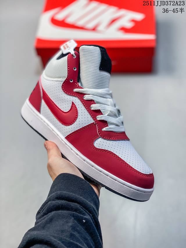 公司级耐克 Nike Court Borough Mid 中帮百搭透气休闲运动板鞋 经典耐用的设计 兼顾舒适脚感和出众风范 演绎匠心之作 结构性的支撑贴合感结合