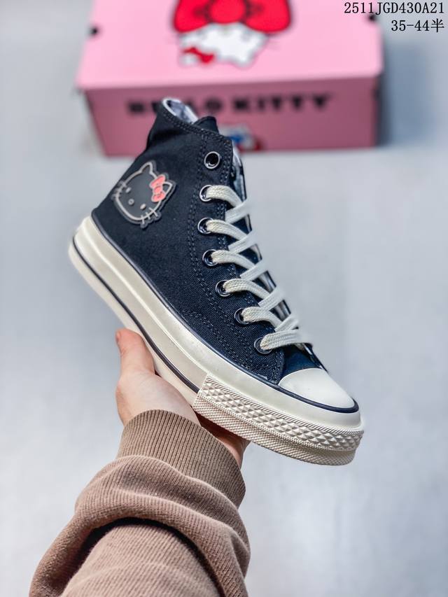 匡威Converse Kt猫 黑红 正确版蓝底 萌翻天 硫化蓝底 加厚双层鞋垫 五角星 时尚潮流百搭低帮板鞋 尺码：35-44半 11Jgd430A21
